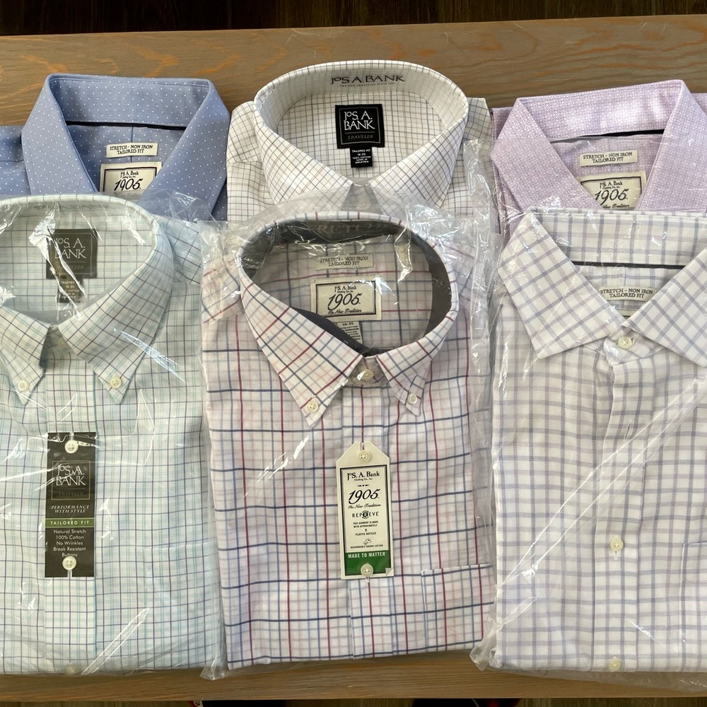 6 long sleeve dress shirts, tailored fit, JoS. A. Bank